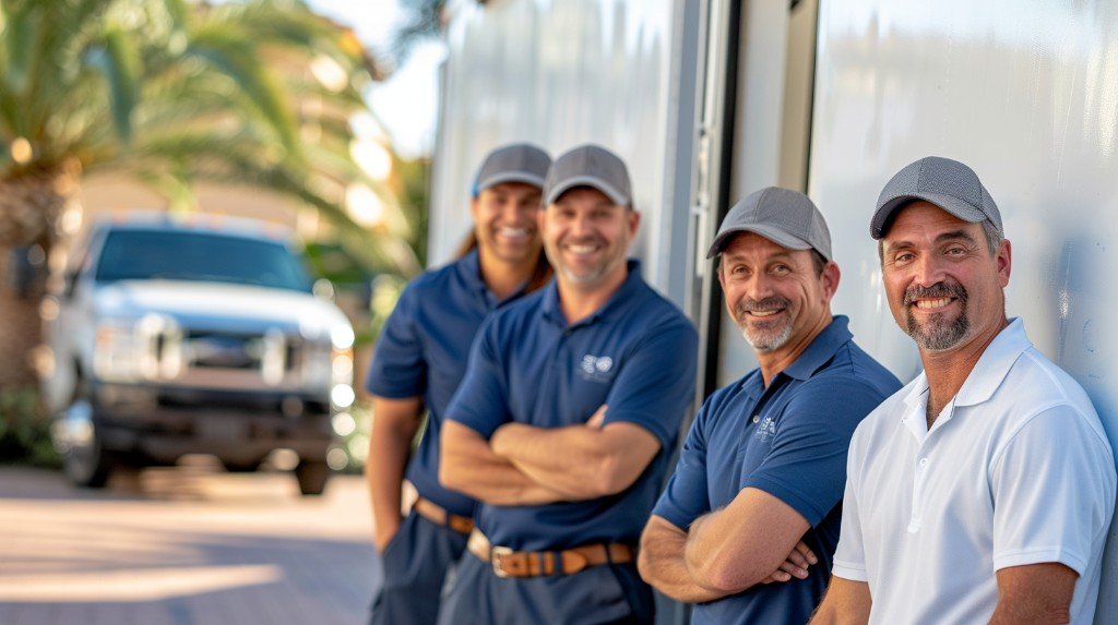 Équipe IDF France Services au pied du véhicule