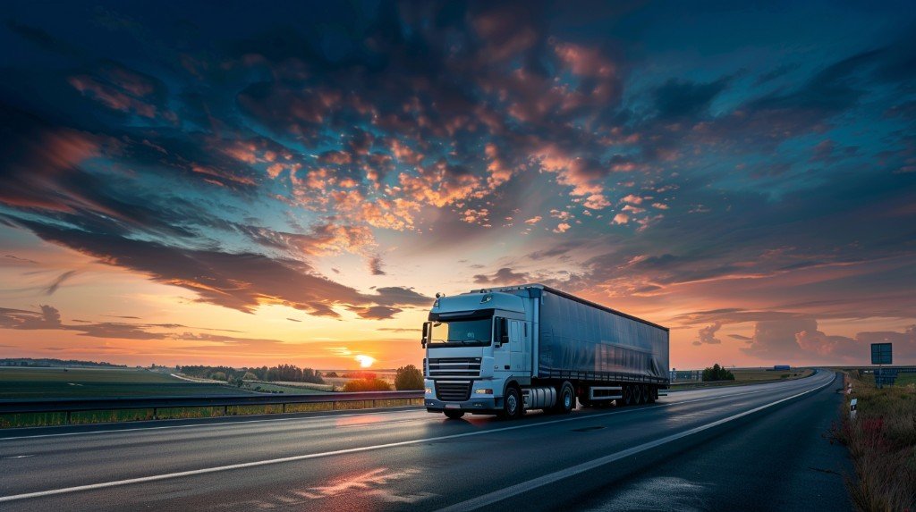 Semi-remorque sur route